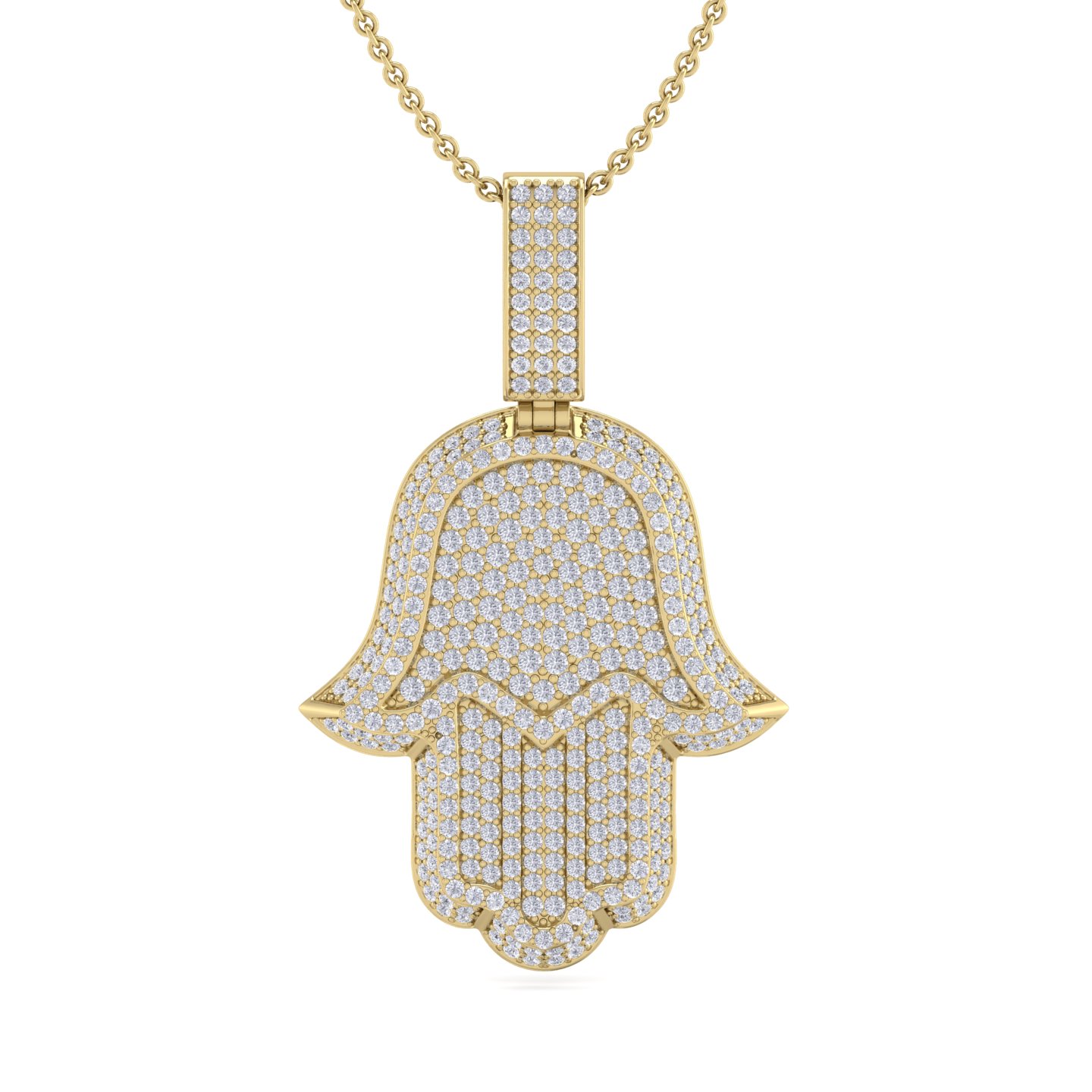 שרשרת חמסה זהב 14K עם יהלומים טבעיים / יהלומי מעבדה