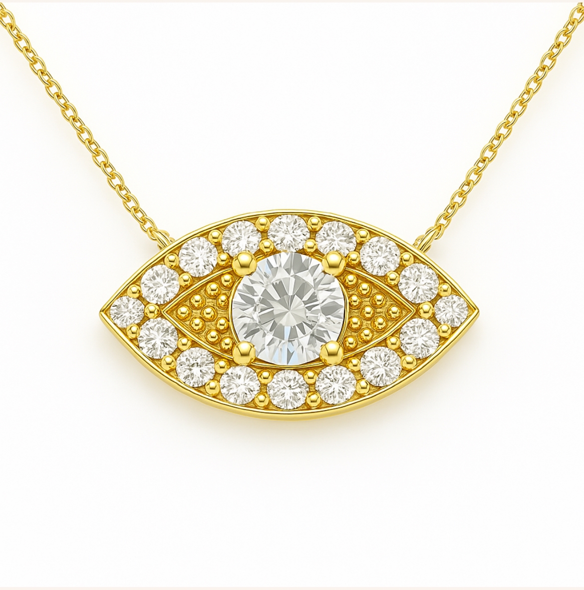 תליון עין יהלומים 14K קראט טבעי / 1 קראט מעבדה