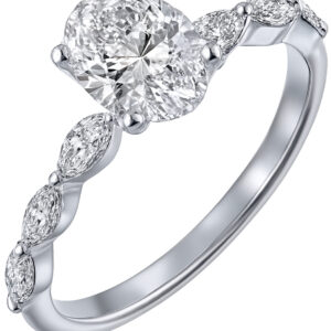 טבעת אירוסין 2 קראט אובלי 14K