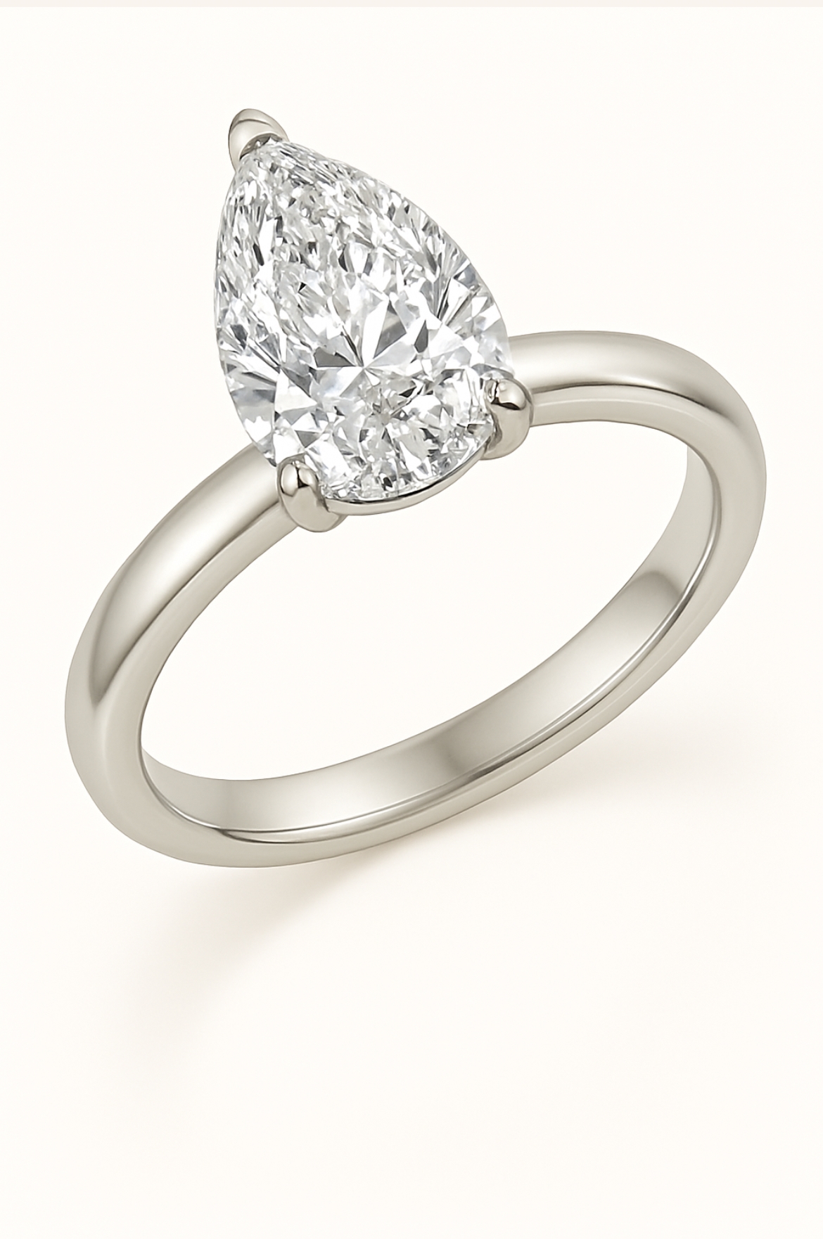 טבעת סוליטר טיפה 1 קראט 14K